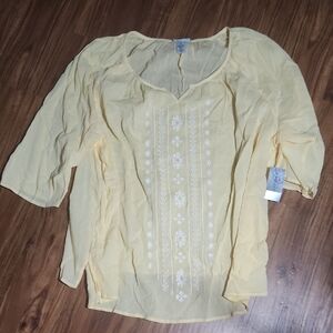 Catherines Light Yellow Embroidered Blouse